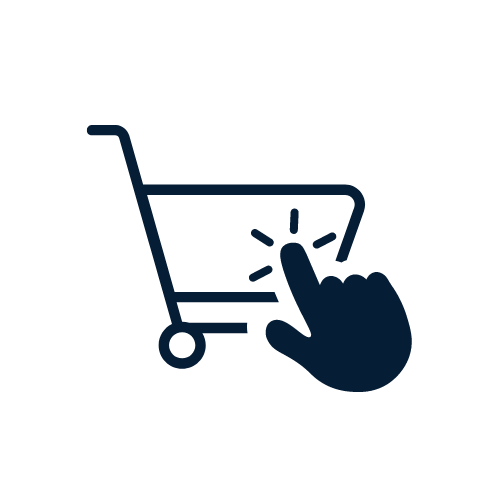 Icon Online-Shop: Einkaufswagen und Zeigefinger